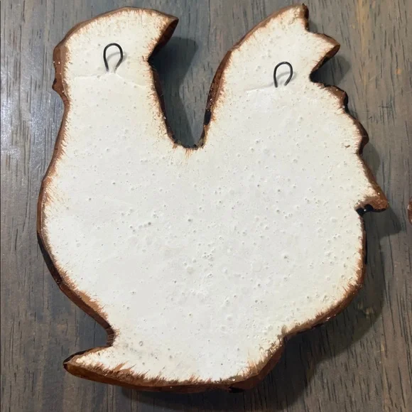 VINTAGE CHALKWARE Brown Chicken/ Rooster Wall Decor Set kitchen decor - Picture 5 of 6